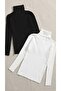 Unisex White Black Burgundy Pack of 2 Cotton Turtleneck Camisole Raster Slimfit Turtleneck Sweater