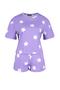 Lilac 100% Cotton Star Pattern Shorts Knitted Pajamas Set Thmss22Pt0501 - 7
