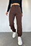 Women's Brown Winter Thick Fleece Inside High Waist Elastic Leg Basic Jogger Sweatpants - 6