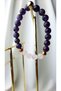 Women's Pink Quartz Natural Stone Bracelet, Amethyst Natural Stone Bracelet, Purple, Pink - 2