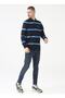 Men's Navy Blue Sweatshirt - Polo Neck and Cudel - 2