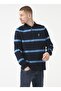 Men's Navy Blue Sweatshirt - Polo Neck and Cudel - 3