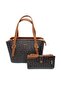 Women's Brown Brown 5 Compartment Bag and Wallet Set - 3