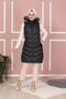 Women's Oversize Large Size Hat with Fur Foam Print Detailed Fiber Filling Young Sports Puffer Vest & Coat - 6