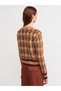 60179 Crew Neck Knitwear Cardigan with Ornamental Pockets-dark Beige - 2