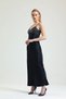 Viscose Satin Fabric Sequined Adjustable Strap Long Dress - Black (Evening Dress, Event & Graduation) - 3