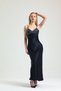 Viscose Satin Fabric Sequined Adjustable Strap Long Dress - Black (Evening Dress, Event & Graduation) - 5