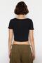 Black-White 2 Pack Fitted Crop Crew Neck Ribbed Stretchy Knitted Blouse TWOSS22BZ0734 - 7