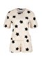 Light Pink 100% Cotton Star Patterned Tshirt-Shorts Knitted Pajamas Set Thmss22Pt0501 - 7