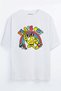 Harmandar Peace Out Printed Unisex White Oversize T-shirt