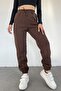 Women's Brown Winter Thick Fleece Inside High Waist Elastic Leg Basic Jogger Sweatpants - 7