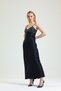 Viscose Satin Fabric Sequined Adjustable Strap Long Dress - Black (Evening Dress, Event & Graduation) - 6
