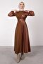 Pleated Leather Detailed Dress - 4