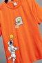 Space Printed Orange T_Shirt.100/100 Cotton - 3