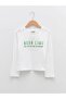 Crew Neck Text Printed Long Sleeve Girls' T-Shirt