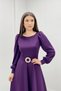 Crepe Fabric Belt Detailed Evening Dress - Eggplant Purple - 4