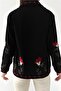 Women's Black Embroidery Vintage Jacket - 6