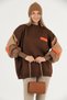 Color Blocked Sleeve Patterned Oversize Knitwear Sweater with Balloon Sleeves - 4