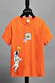 Space Printed Orange T_Shirt.100/100 Cotton