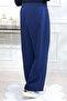 Belinay Wide Leg Cotton Ayrobin Trousers - Navy Blue - 7