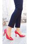 Red Patent Leather Goblet Heeled Women's Stiletto - 3