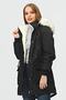 Women's Black Waist Drawstring Waterproof Hooded Fur Lined Plush Winter Coat - 3