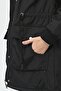 Women's Black Waist Drawstring Waterproof Hooded Fur Lined Plush Winter Coat - 4