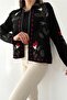 Women's Black Embroidery Vintage Jacket - 3