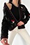 Women's Black Embroidery Vintage Jacket - 4