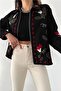 Women's Black Embroidery Vintage Jacket - 5