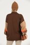 Color Blocked Sleeve Patterned Oversize Knitwear Sweater with Balloon Sleeves - 2