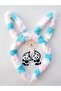 Light Pink White and Blue Color Plush Rabbit Eared Crown and Double Rubber Buckle with Cute Panda - 3