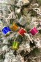 6 Pieces 4.5 Cm Drum Ornament Christmas New Year Pine Tree Ornament Gold Red Color Bright Plaid Pattern