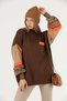 Color Blocked Sleeve Patterned Oversize Knitwear Sweater with Balloon Sleeves
