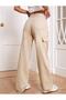 Wide Leg Cargo Pocket Palazzo Beige Denim Pants Jean High Waist