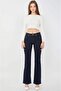 High Waist Lycra Dark Blue Spaghetti Jeans Lycra Stretch Jeans - 2