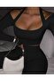 Women's Halter Strap Shoulder and Chest Low-cut Long Sleeve Madonna Collar Crop Blouse - 2