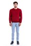 Men's Claret Red Regular Fit 100% Cotton Crew Neck Knitwear Sweater - 3