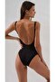 Double Breasted Neck Swimsuit with Draped Tulle Detail - 2