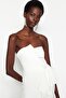 Ecru Lined Woven Wedding/Nikah Long Evening Dress TPRSS23AE00005 - 3