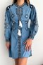 Women's New Season Belted Waist Ethnic Pattern Embroidery Denim Jeans Dress - 3