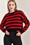 Women's Black Red Striped Knitwear Sweater 20223275 - 2