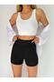 Women's Black Sporty Swim Shorts Leggings with Pockets - 2