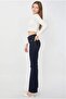 High Waist Lycra Dark Blue Spaghetti Jeans Lycra Stretch Jeans - 3