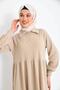 Women's Buttoned Shirt Collar Balloon Sleeve Hijab Dress - 7