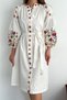 Women's New Season Belted V-Neck Embroidered Dress