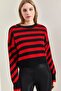 Women's Black Red Striped Knitwear Sweater 20223275 - 6