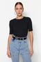 Siyah Fitted/Vücuda Oturan Fitilli Esnek Örme Bluz TWOSS23BZ00025 - 8