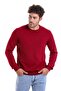 Men's Claret Red Regular Fit 100% Cotton Crew Neck Knitwear Sweater - 2
