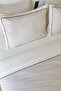 King Size King Size Double Beige Striped Black Piping Cotton Plain Hotel Series Duvet Cover Set - 3